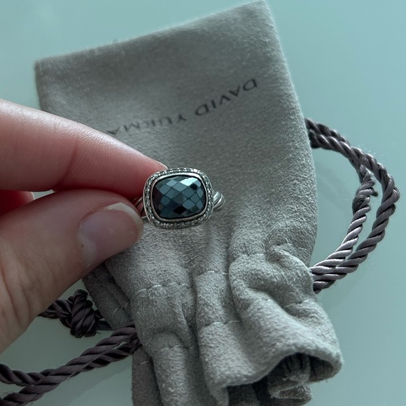 David Yurman Sterling Silver Diamond Black Onyx 10mm Noblesse Ring Size 7 - Picture 3 of 11